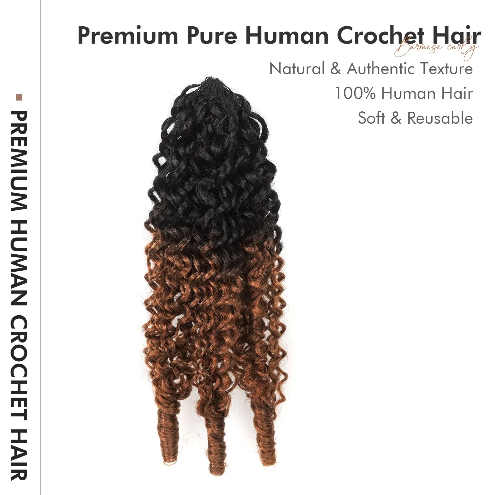 Toyotress® Human Crochet Hair Burmese Curly Hair Feather-Line Invisible Knotless Braiding Hair Extensions Toyotress